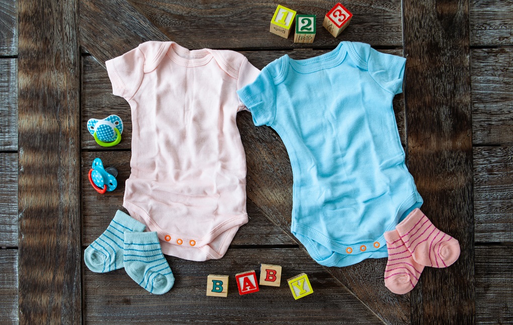 Baby clothing in pink and blue