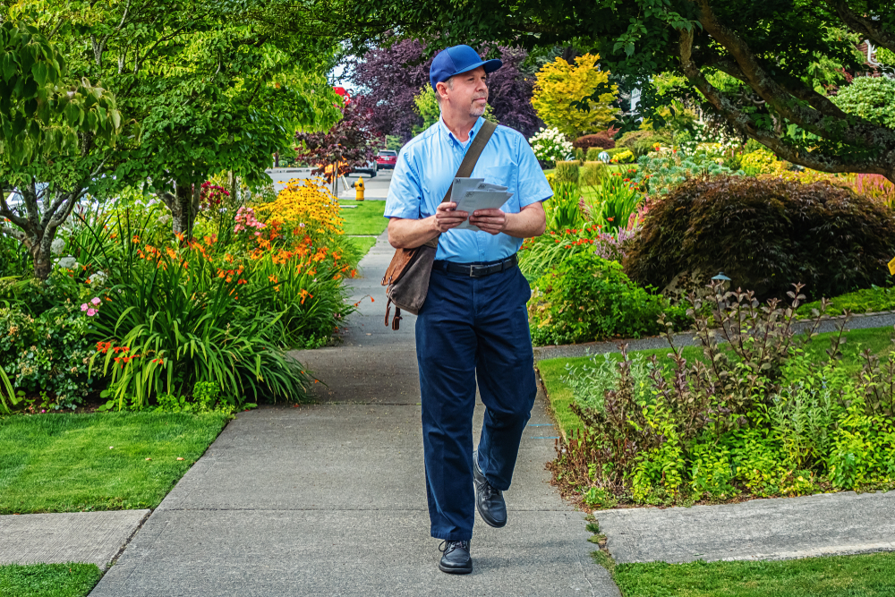 Happy mail carrier.