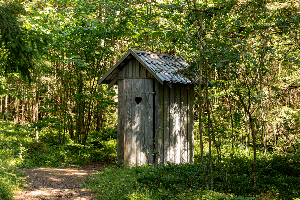 Outhouse in the woods.
